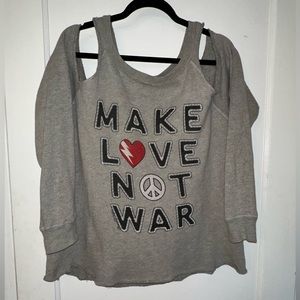 Lauren moshi Beverly Hills women’s medium cold shoulder shirt make ♥️ not war